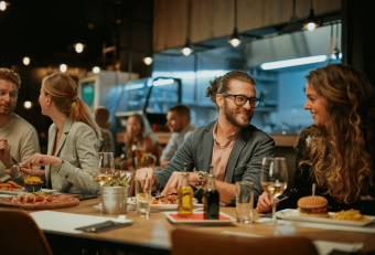 Couples enjoying food