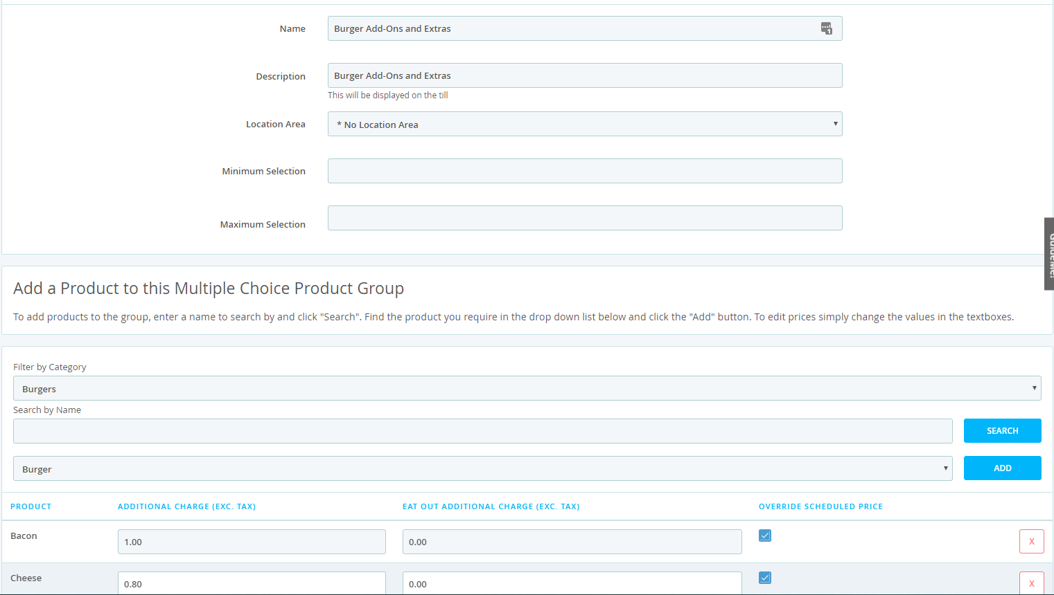 create multiple choice products
