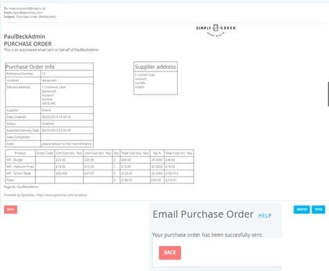 purchase order information