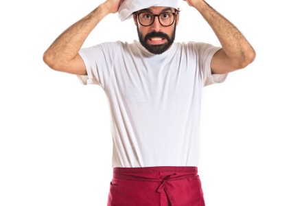 frustrated chef white background