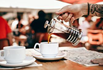 Pouring coffee