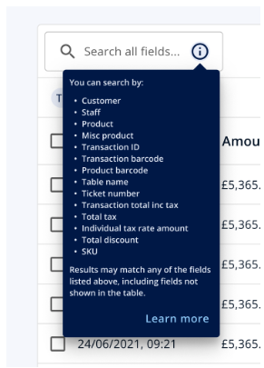 Expanding Transaction reports