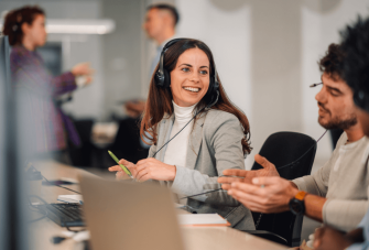 Happy customer support employee