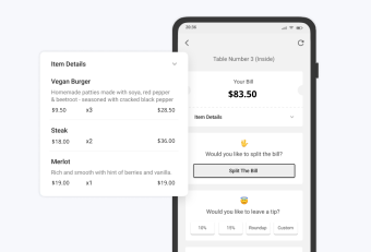 Pay at Table Order breakdown Dollar 