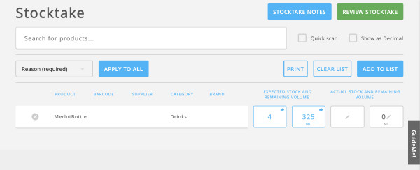 Epos now how to stocktake expected stock levels