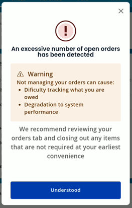 open orders prompt