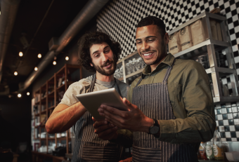 Coffee shop staff on tablet 1