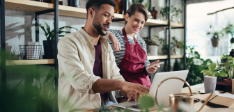 Homeware store staff on laptop 1