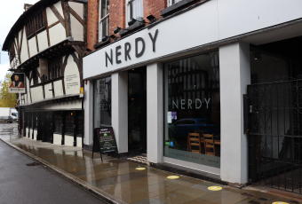Nerdy cafe front image