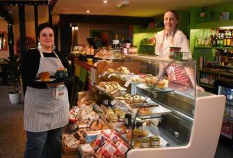 Alex and Abbi by counter