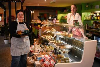 Alex and Abbi by counter