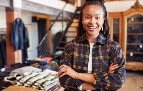 Clothing store with owner