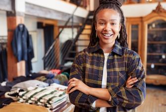 Clothing store with owner