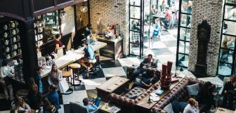 Overhead restaurant shot